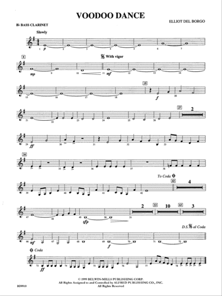 Voodoo Dance: B-flat Bass Clarinet Concert Band scores gallery preview page 1