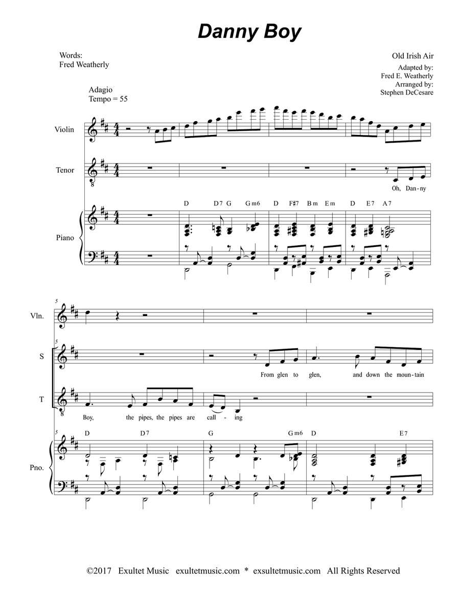 Danny Boy (Duet for Soprano and Tenor Solo) Tenor Voice scores gallery preview page 1
