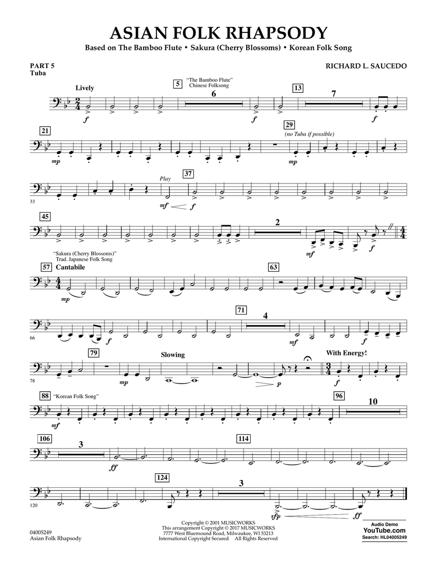 Asian Folk Rhapsody - Pt.5 - Tuba Concert Band scores gallery preview page 1