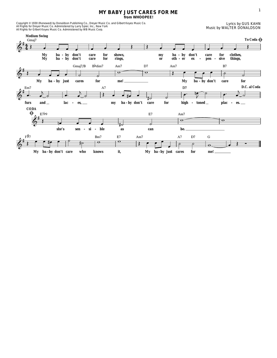 My Baby Just Cares For Me Guitar scores gallery preview page 1