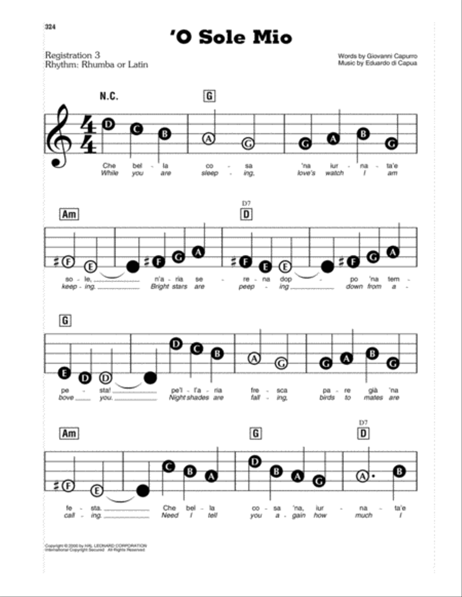 'O Sole Mio Electronic Keyboard scores gallery preview page 1