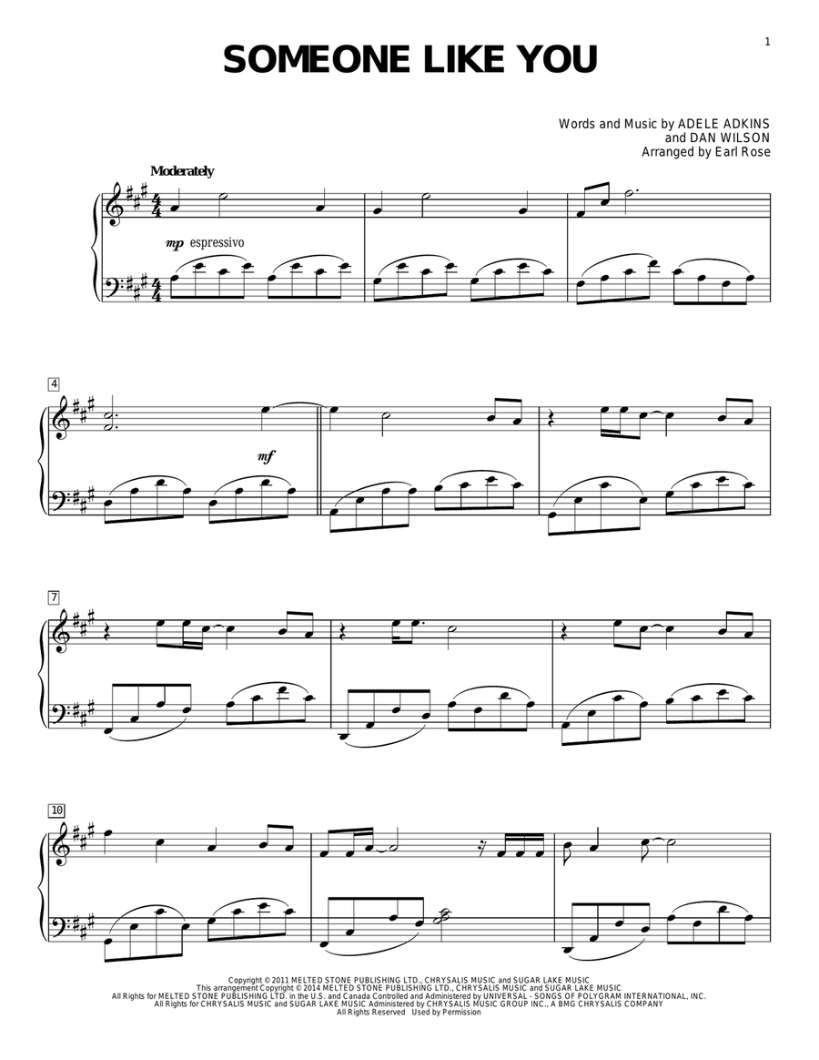 Someone Like You Piano Solo scores gallery preview page 1