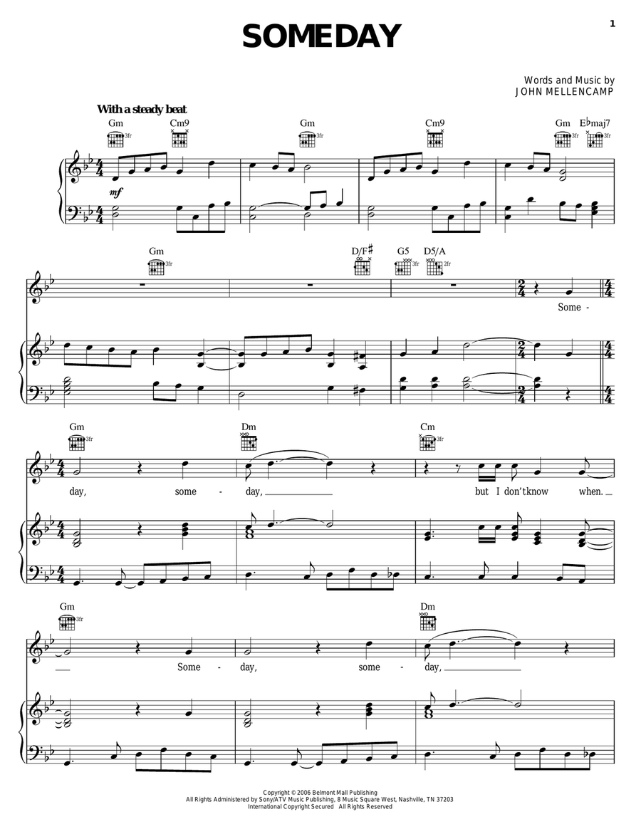 Someday Piano, Vocal, Guitar scores gallery preview page 1