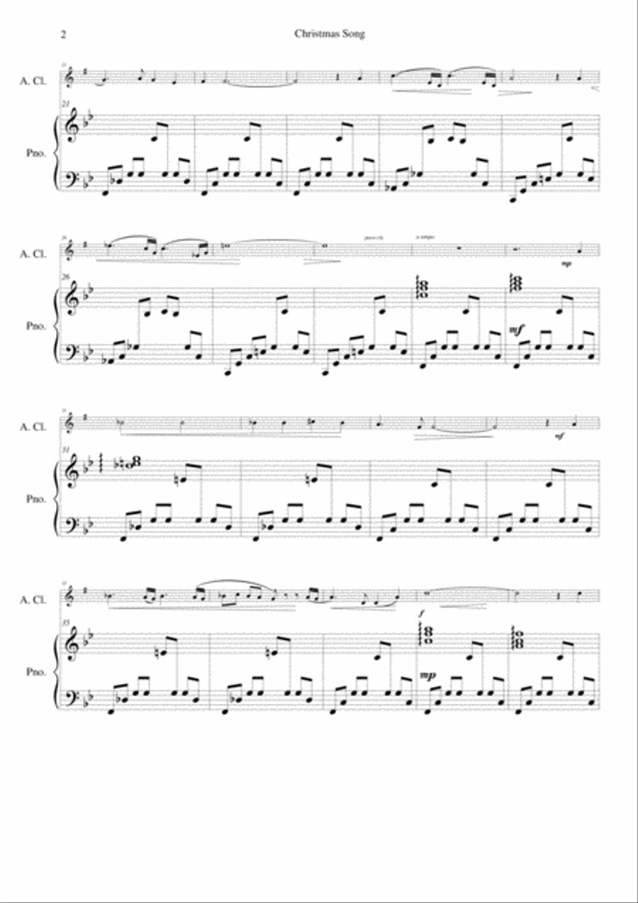 Christmas Song for alto clarinet and piano Clarinet scores gallery preview page 2