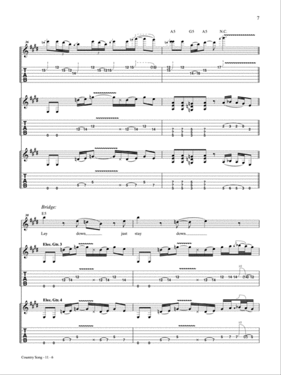 Country Song Country Song Guitar Tablature scores gallery preview page 6