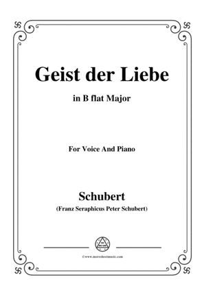 Book cover for Schubert-Geist der Liebe,in B flat Major,for Voice and Piano