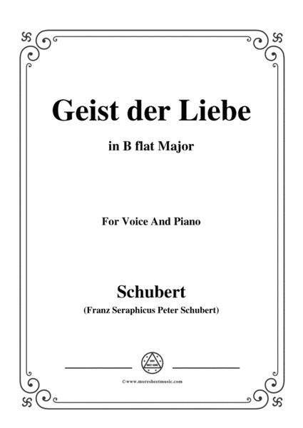 Schubert-Geist der Liebe,in B flat Major,for Voice and Piano image number null