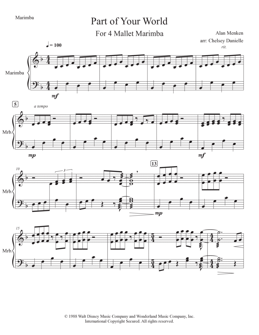 Part Of Your World (reprise) Marimba scores gallery preview page 1