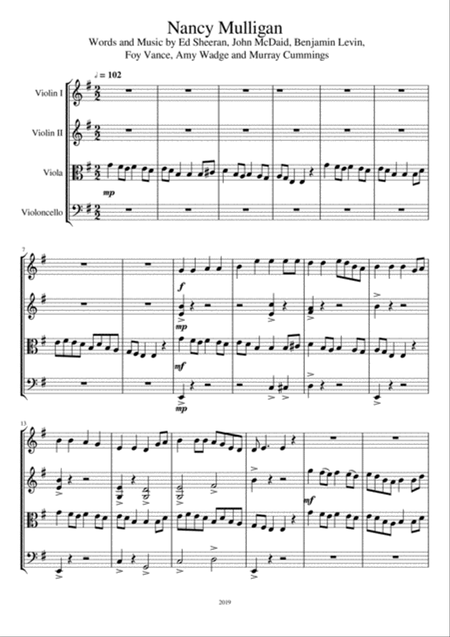 Nancy Mulligan String Quartet scores gallery preview page 1
