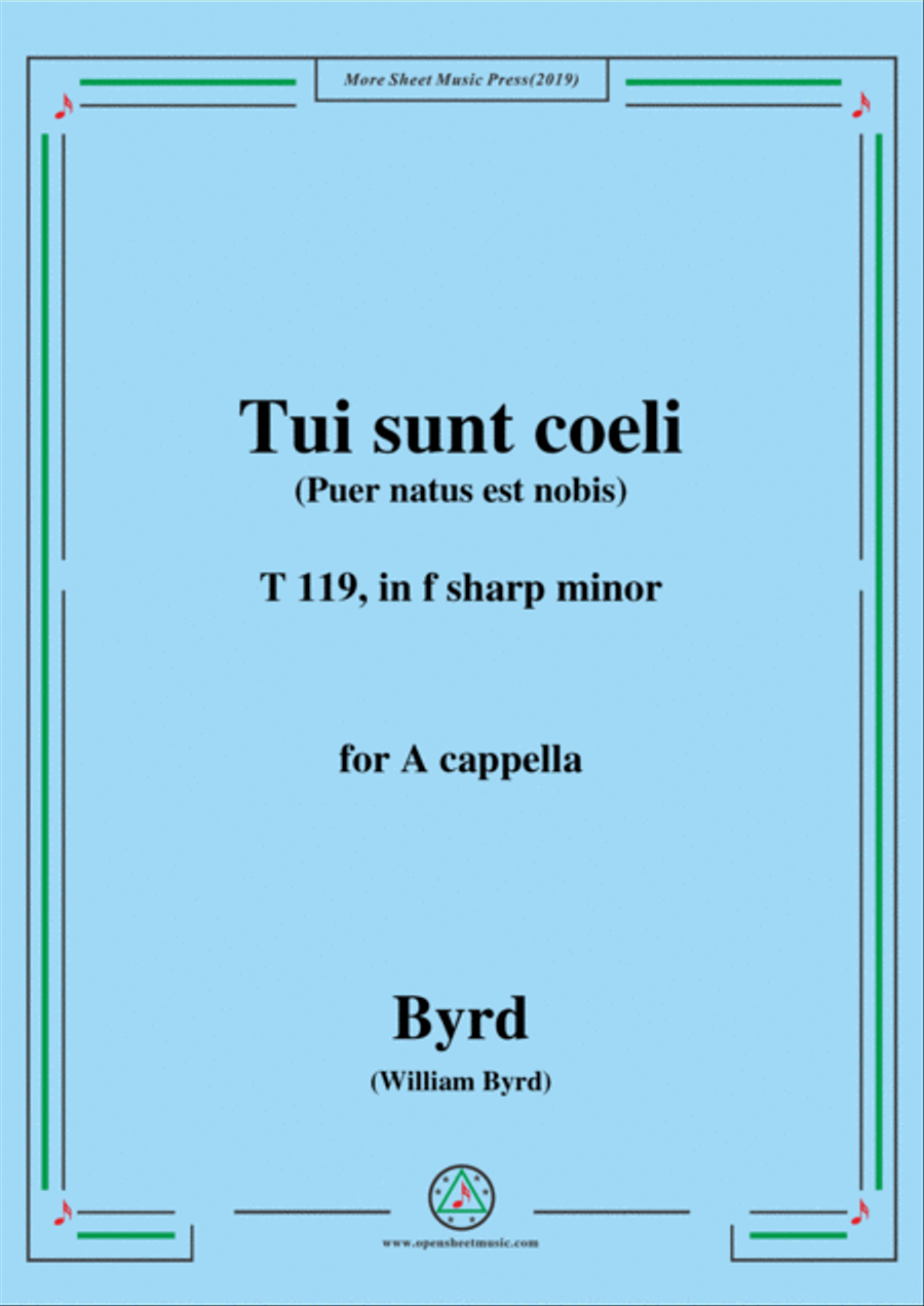 Byrd-Tui sunt coeli,T 119,in f sharp minor,for A cappella 4-Part scores gallery preview page 1