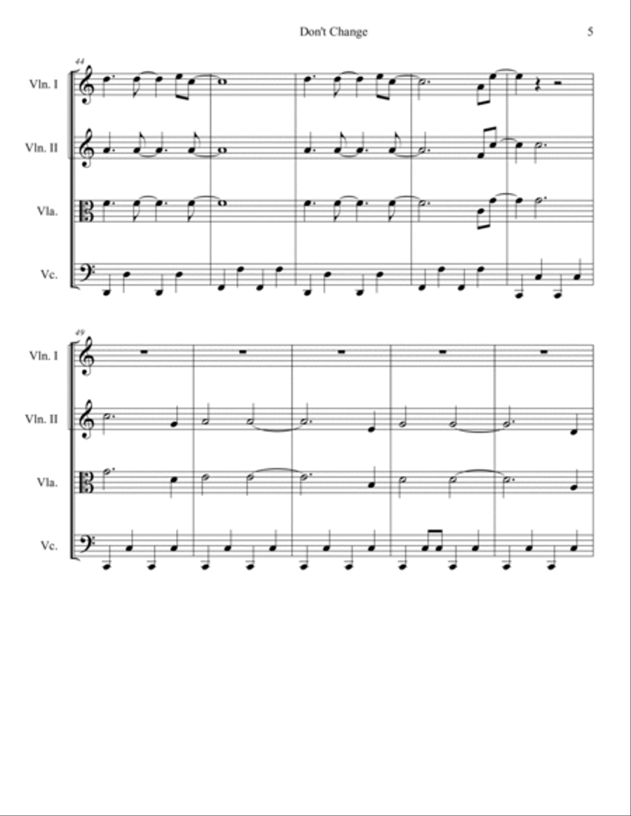 Don't Change String Quartet scores gallery preview page 5