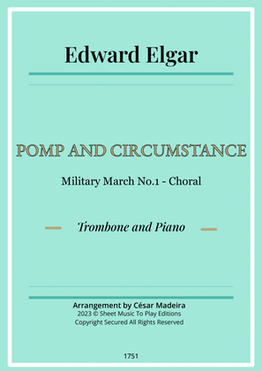 Book cover for Pomp and Circumstance No.1 - Trombone and Piano (Full Score and Parts)