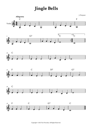 Book cover for Jingle Bells - Violin in C (with Chords)