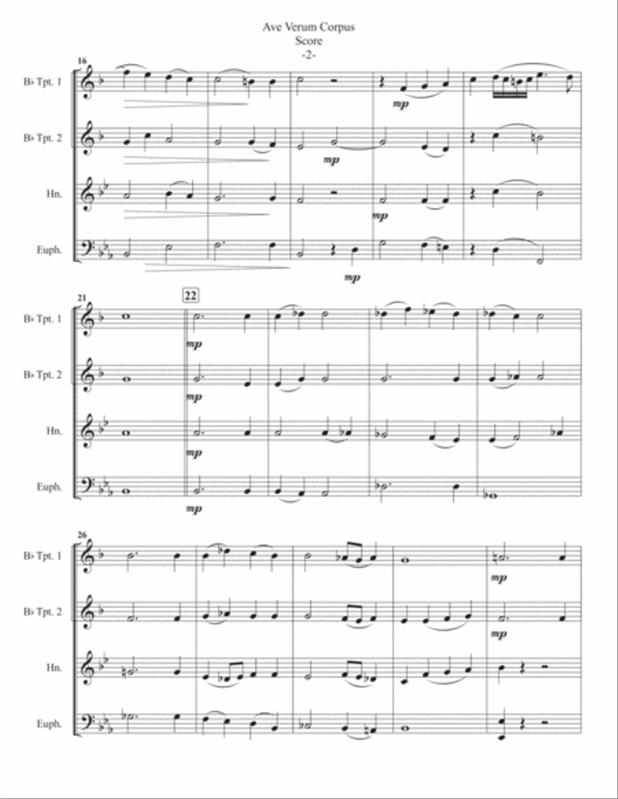 Ave Verum Corpus for Brass Quartet Brass Quartet scores gallery preview page 4