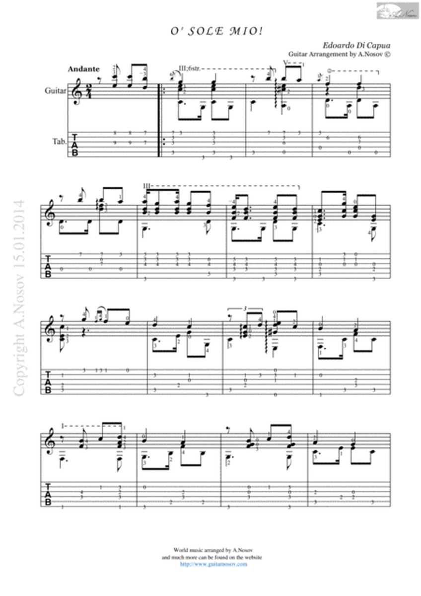 O' Sole Mio (Sheet music for guitar) image number null