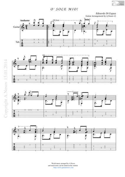 O' Sole Mio (Sheet music for guitar) image number null