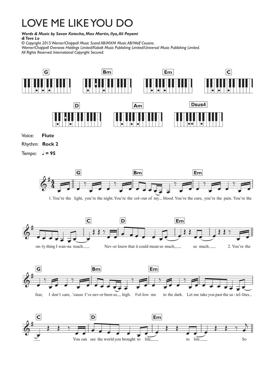 Love Me Like You Do Piano scores gallery preview page 1