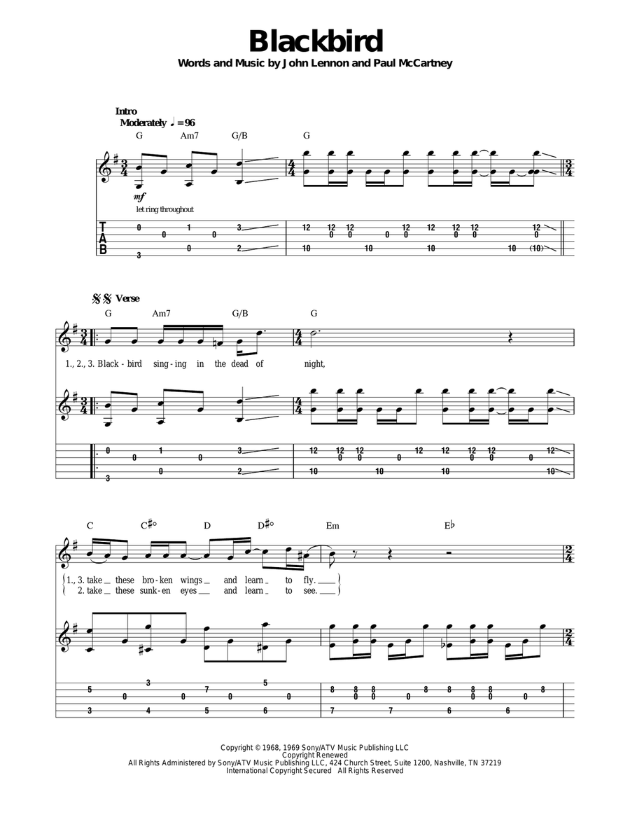 Blackbird Acoustic Guitar scores gallery preview page 1