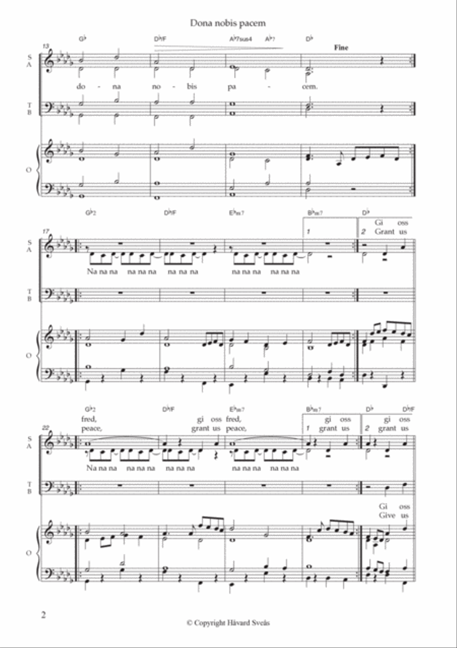 Dona nobis pacem (Give us peace) 4-Part scores gallery preview page 4