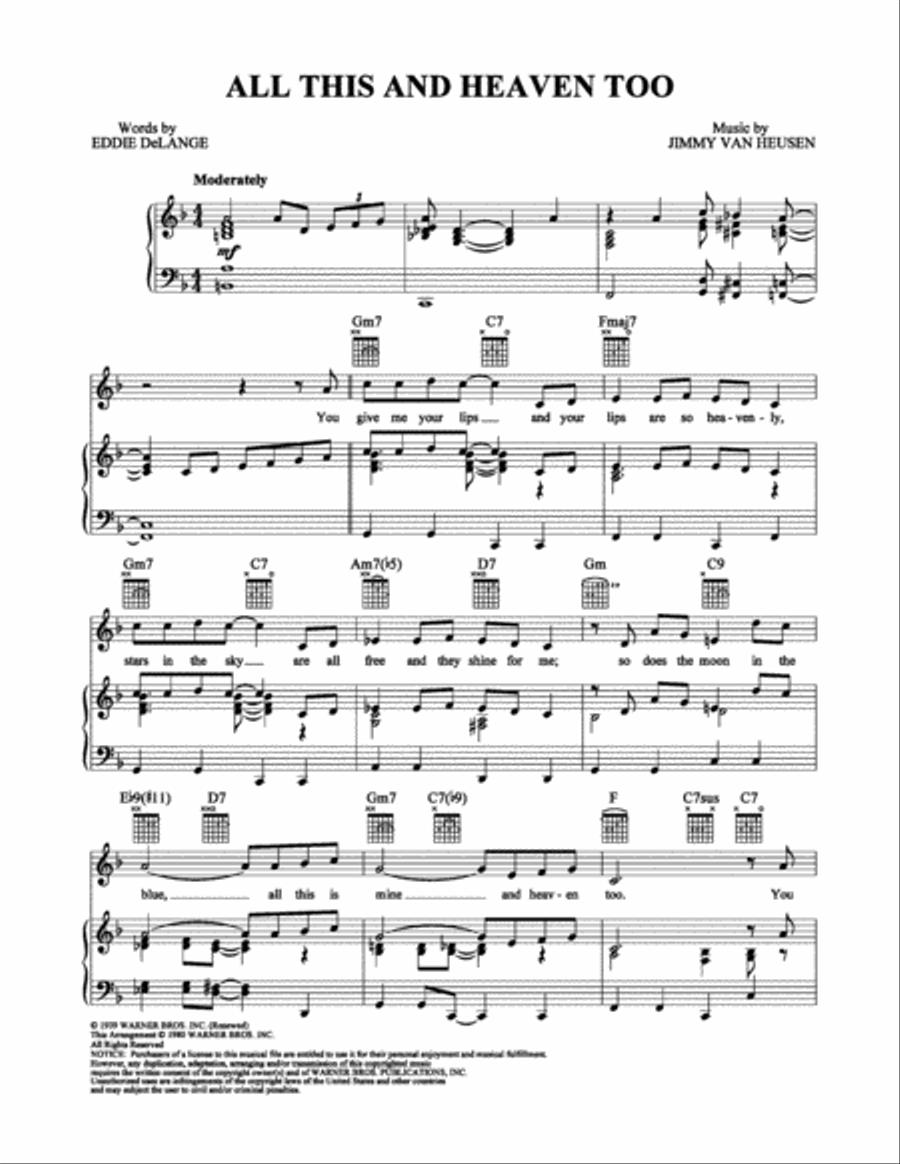 All This and Heaven Too All This and Heaven Too Piano, Vocal, Guitar scores gallery preview page 1
