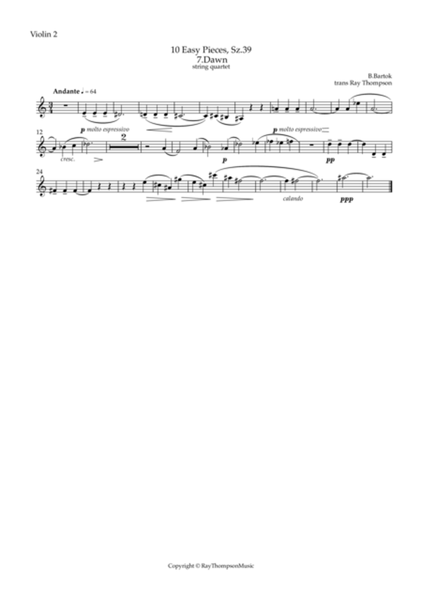 Bartók: 10 Easy Pieces , Sz.39 7.Dawn - string quartet image number null