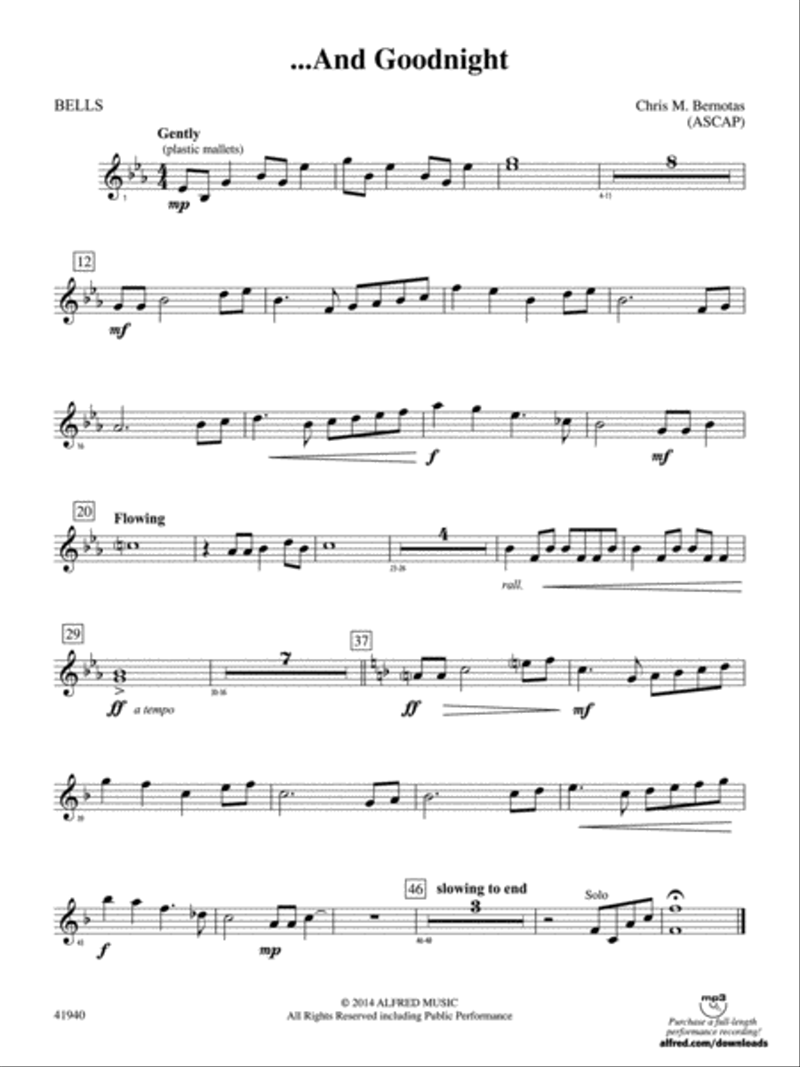 . . . And Goodnight: Bells Concert Band scores gallery preview page 1
