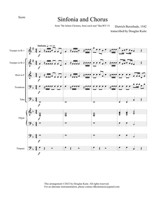 "Sinfonia and Chorus" (from 'Ihr lieben Christen') - brass quintet, organ or piano, opt timpani