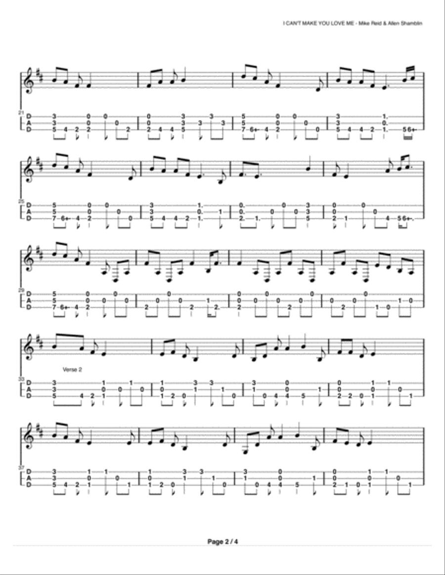 I Can't Make You Love Me Dulcimer scores gallery preview page 2