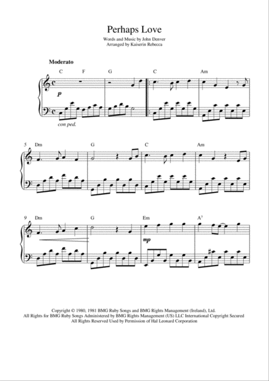 Perhaps Love Perhaps Love Piano Solo scores gallery preview page 1