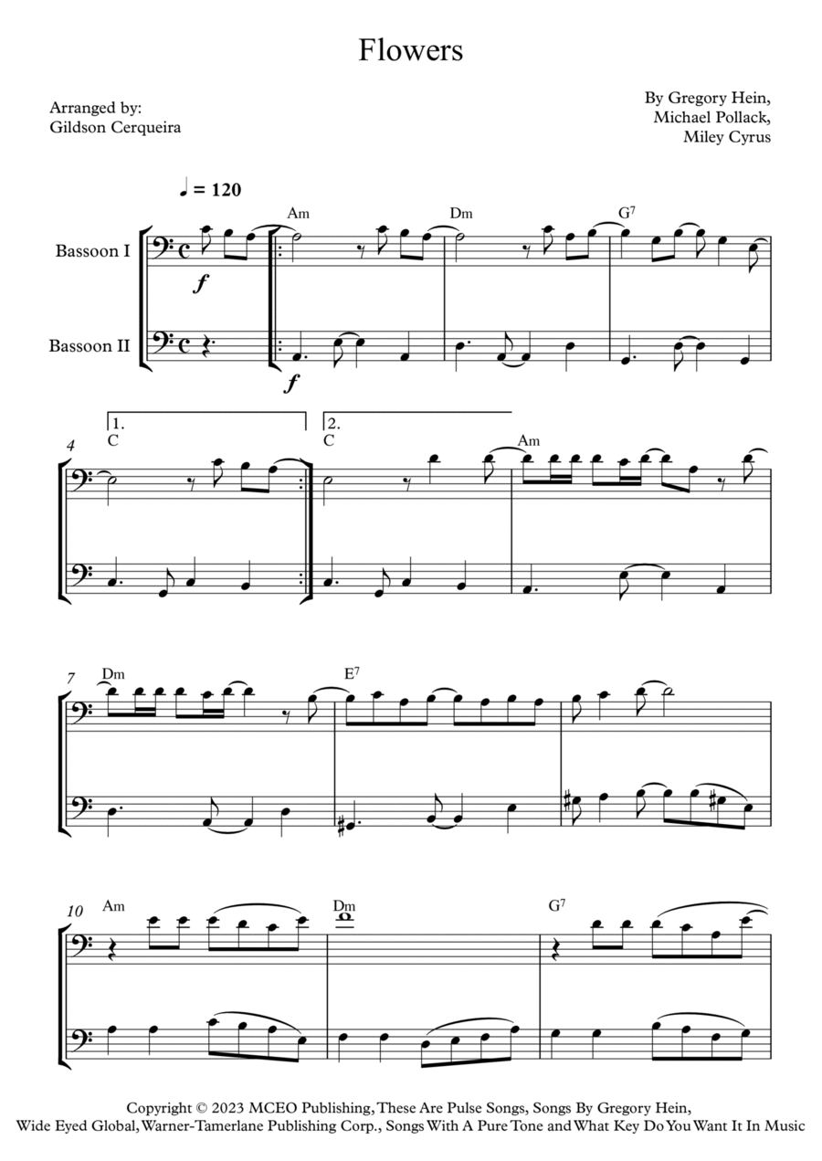 Flowers Woodwind Duet scores gallery preview page 1