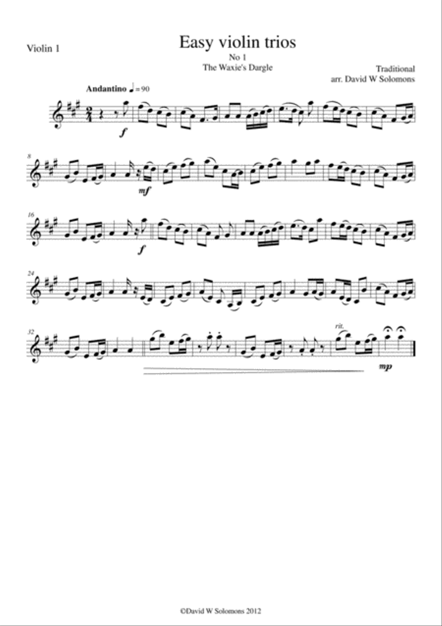15 easy violin trios Violin Solo scores gallery preview page 3