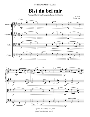 Book cover for BACH: Bist du bei mir BWV 508 for String Quartet
