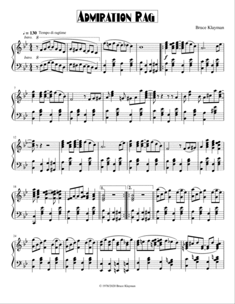 Admiration Rag Admiration Rag Piano Solo scores gallery preview page 1