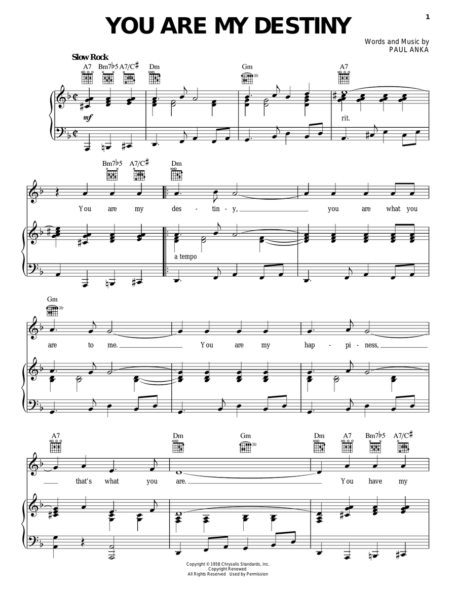 You Are My Destiny You Are My Destiny Piano, Vocal, Guitar scores gallery preview page 1