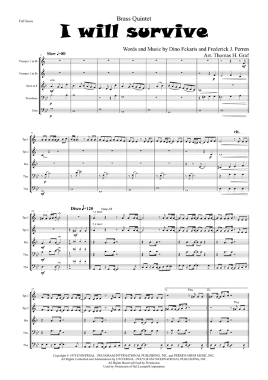 I Will Survive Euphonium scores gallery preview page 2