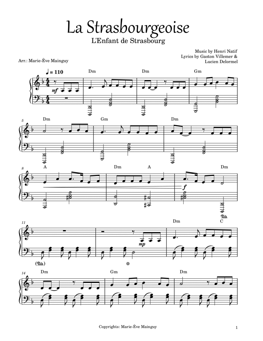 La Strasbourgeoise La Strasbourgeoise Piano Solo scores gallery preview page 1