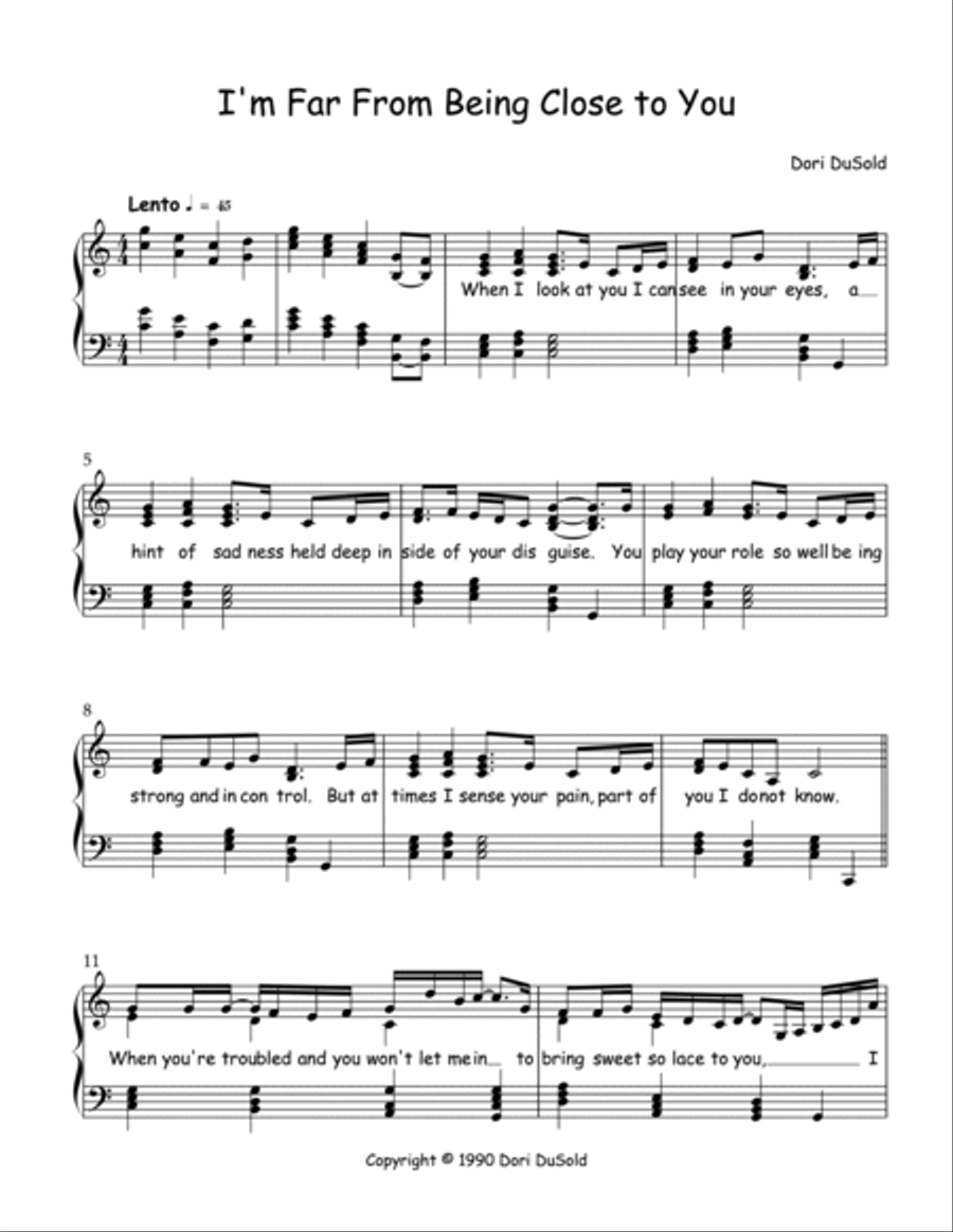 I'm Far From Being Close to You - Sheet music for single from the Reserved for You Collection Voice scores gallery preview page 2