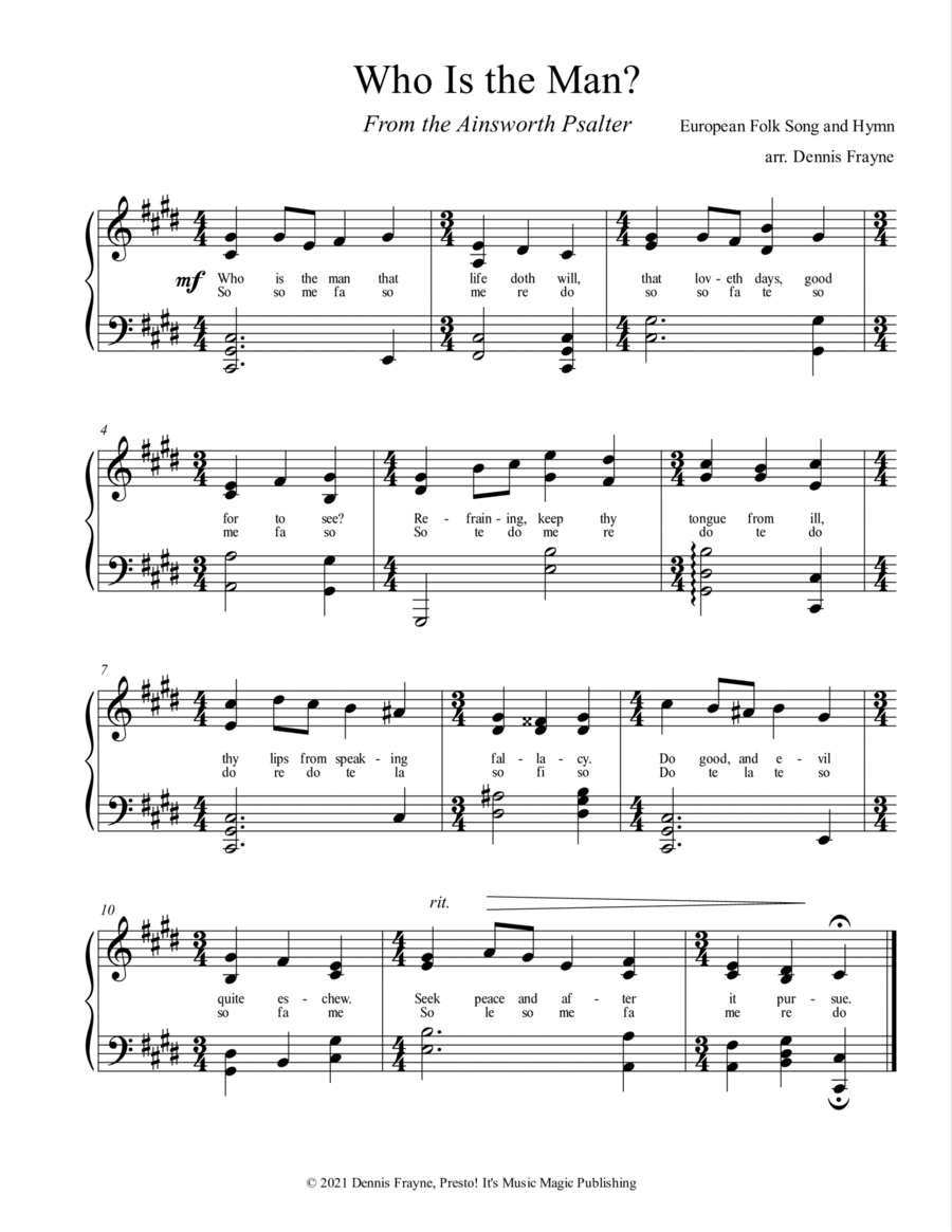 Who Is the Man? (From the Ainsworth Psalter) Voice scores gallery preview page 1