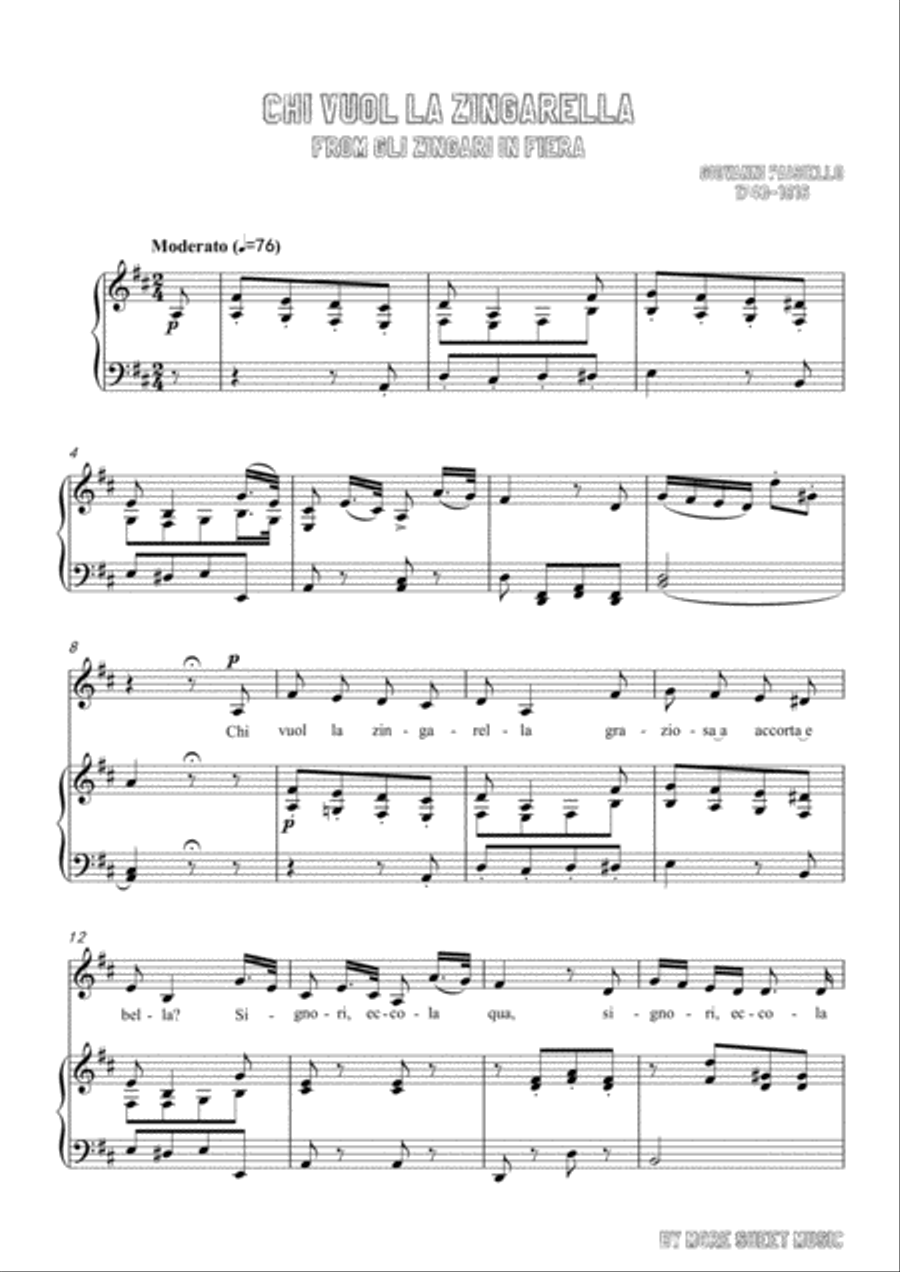 Paisiello-Chi Vuol la zingarella in D Major,for Voice and Piano Voice Solo scores gallery preview page 3