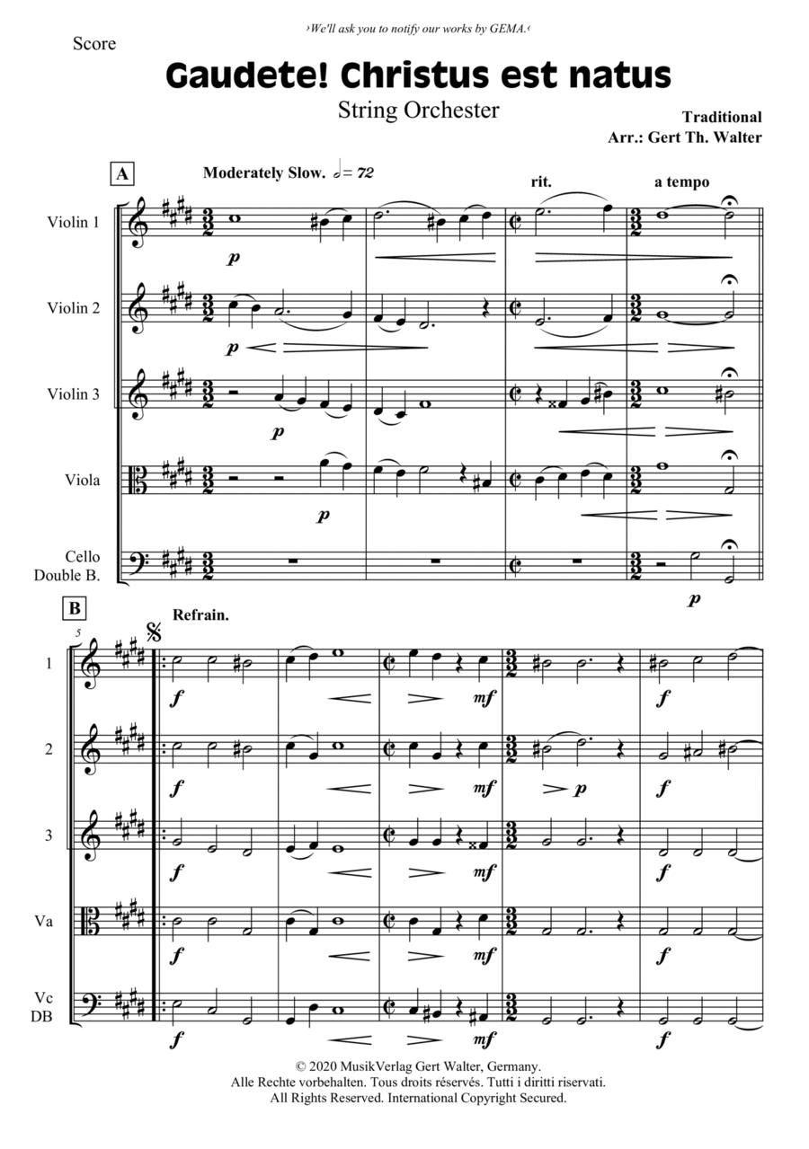 Gaudete! Christus Est Natus String Orchestra scores gallery preview page 1