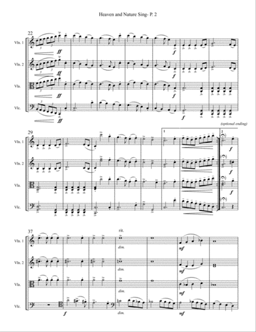 Heaven and Nature Sing String Quartet scores gallery preview page 2