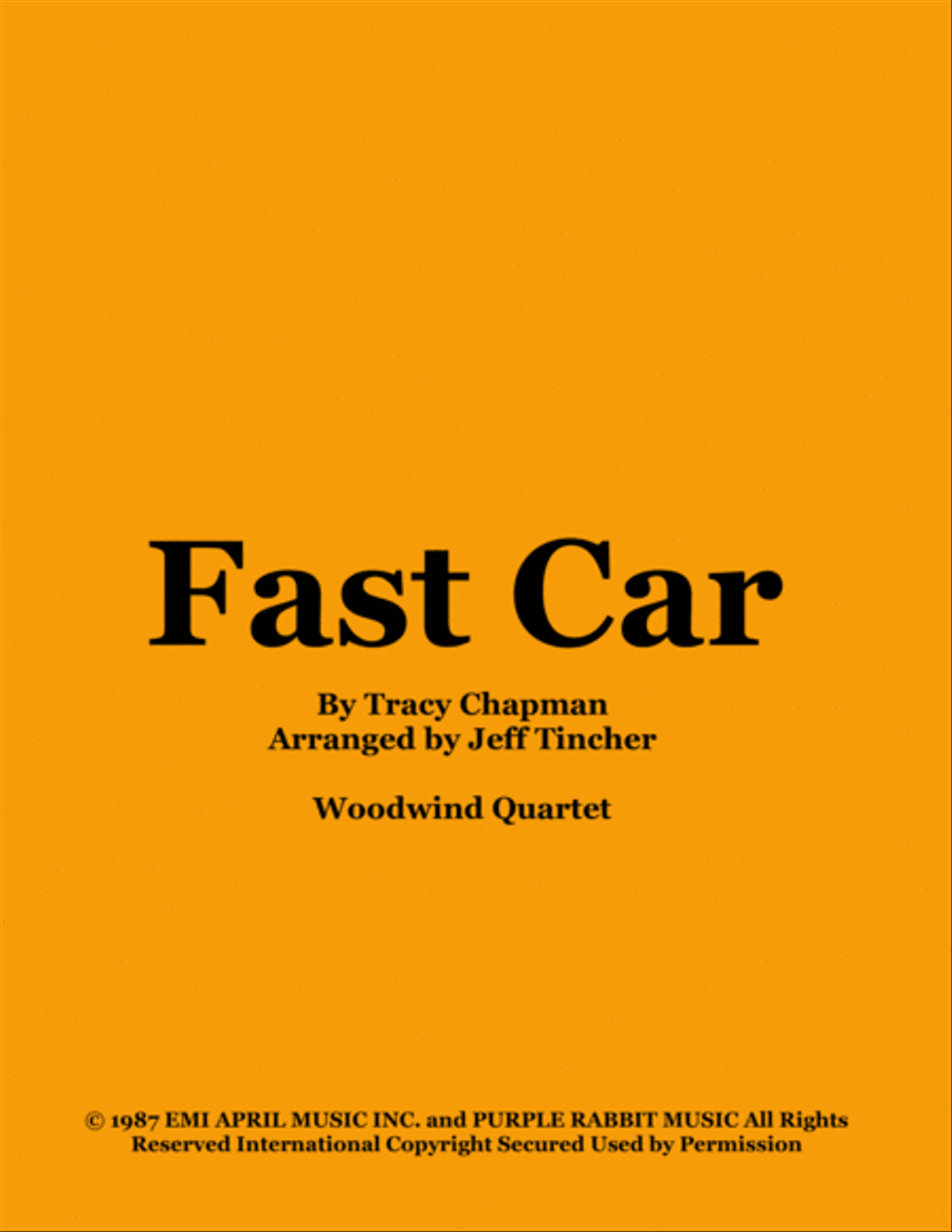 Fast Car Woodwind Quartet scores gallery preview page 1