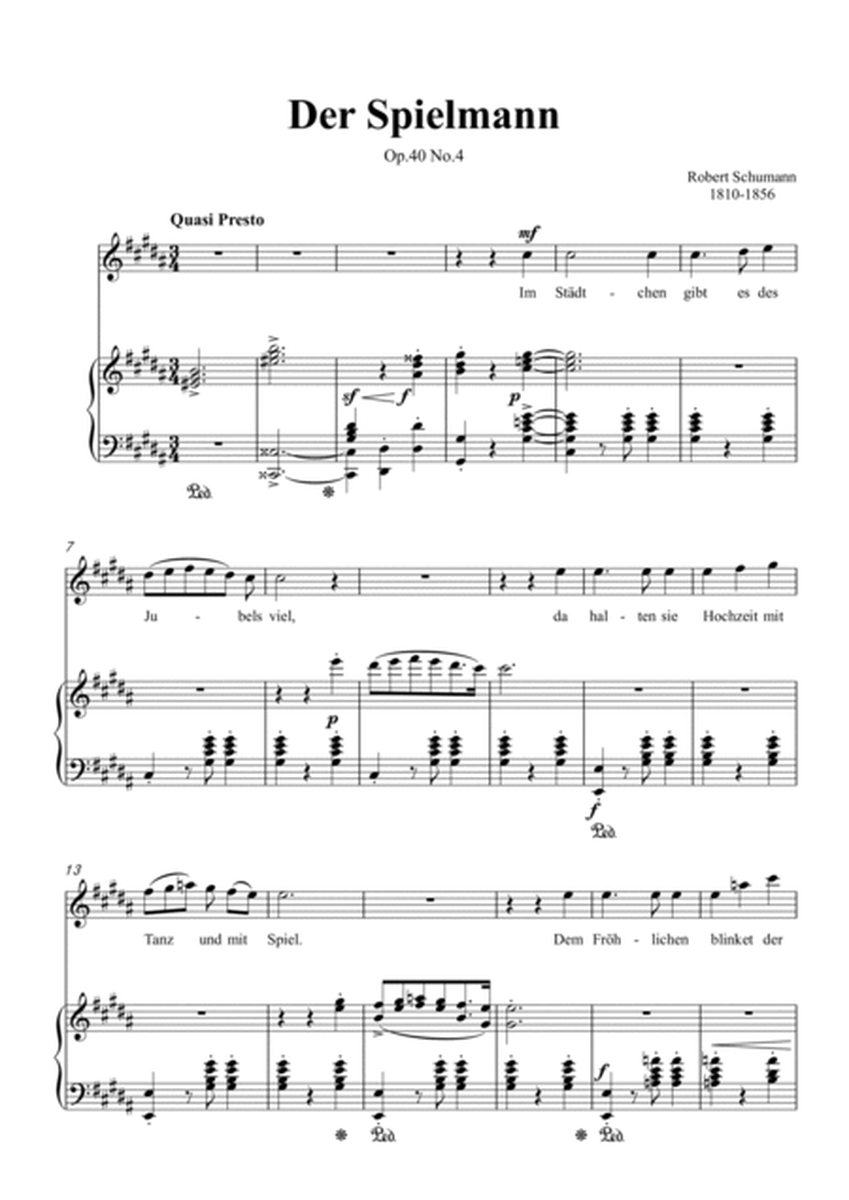 Schumann-Der Spielmann Op.40 No.4 in B Major for Voice and Piano