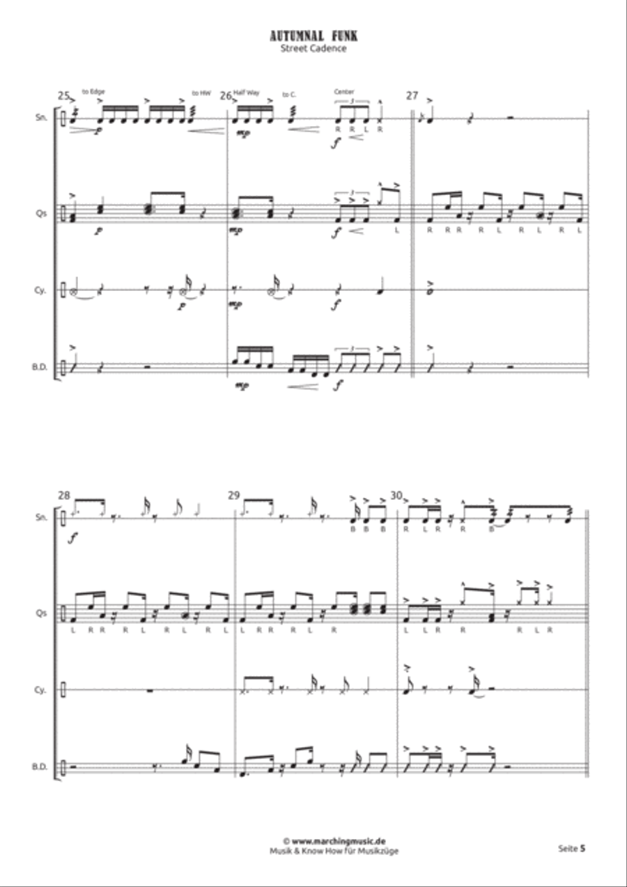 AUTUMNAL FUNK Street Cadence Marching Band scores gallery preview page 6