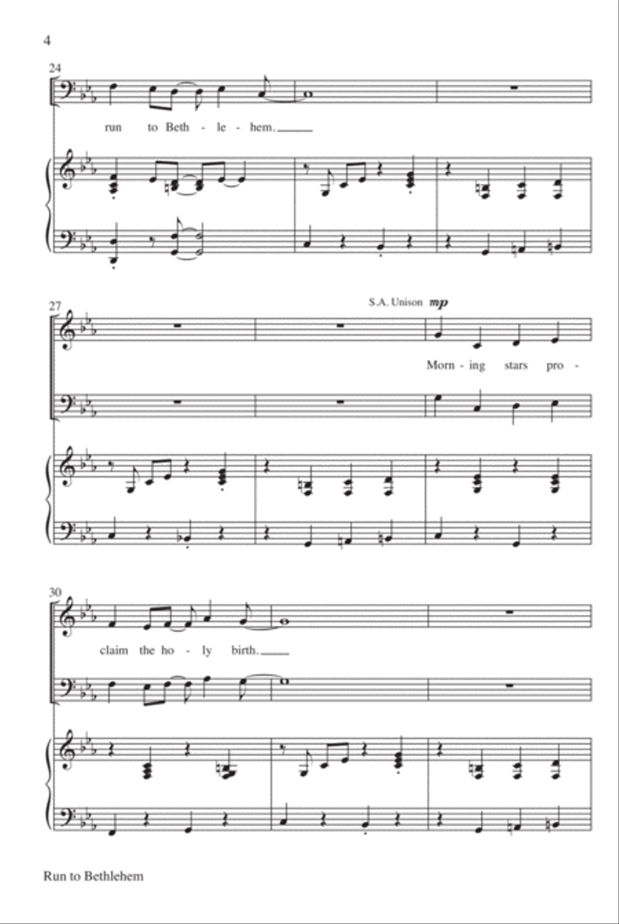 Run to Bethlehem 4-Part scores gallery preview page 5