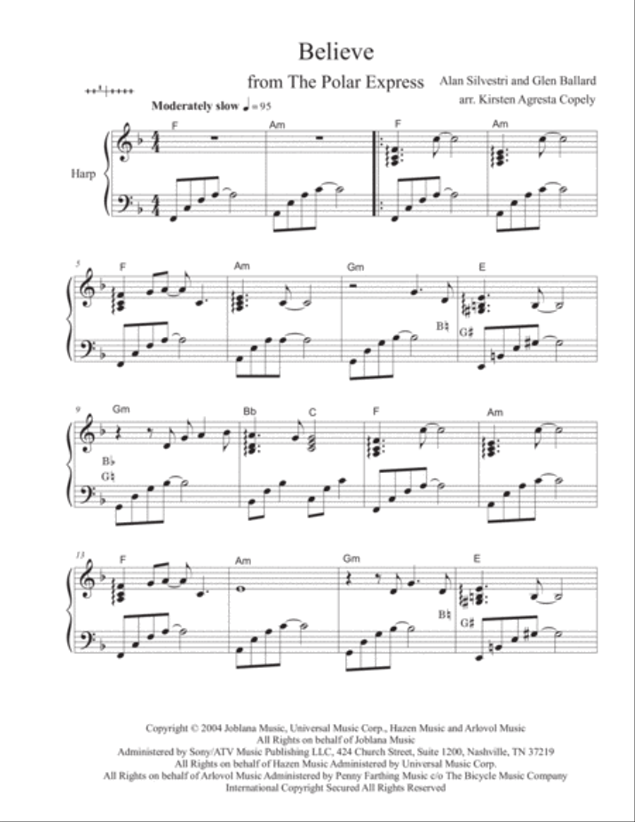 Believe Harp scores gallery preview page 1