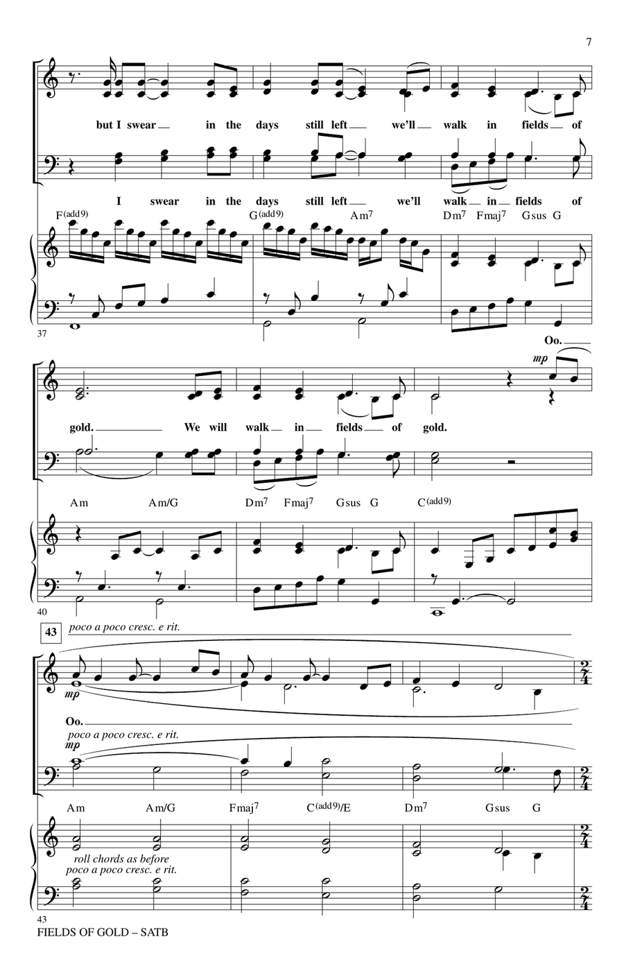 Fields Of Gold (arr. Roger Emerson) 4-Part scores gallery preview page 5