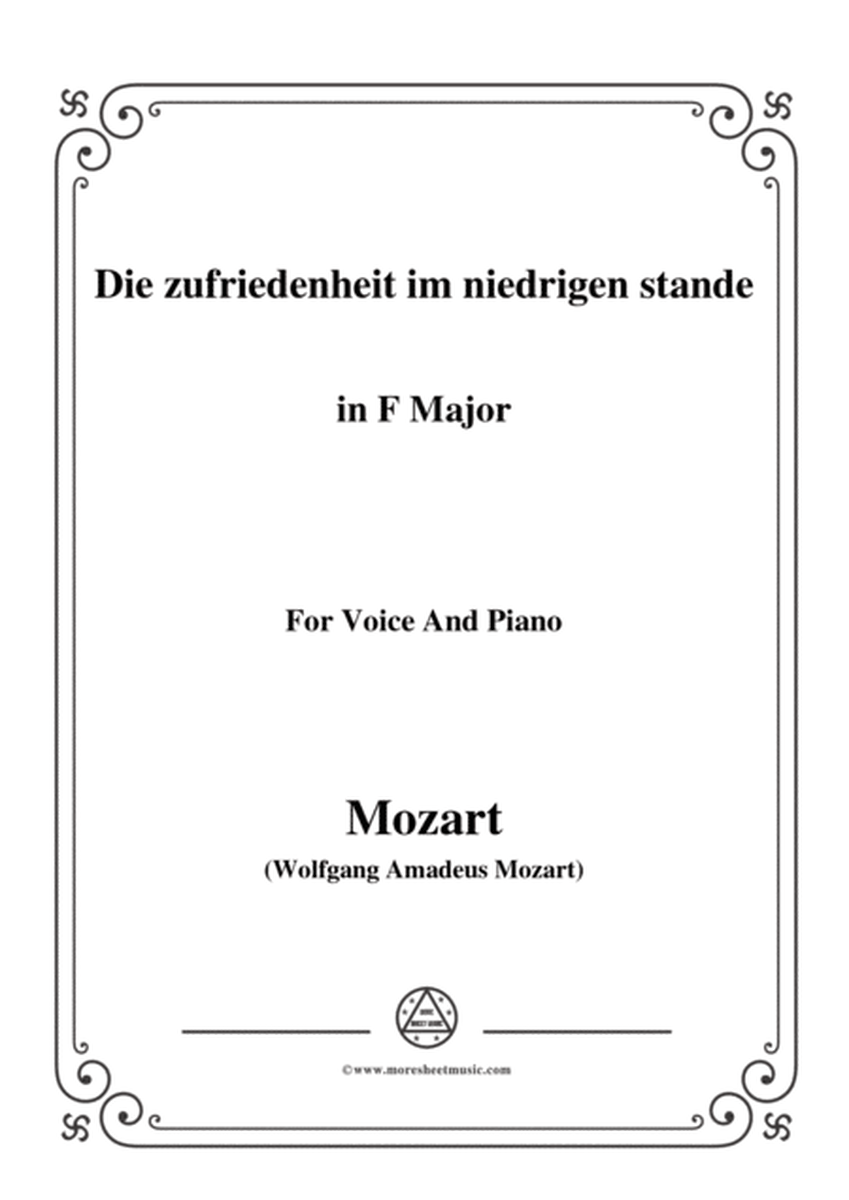 Mozart-Die zufriedenheit im niedrigen stande,in F Major,for Voice and Piano image number null