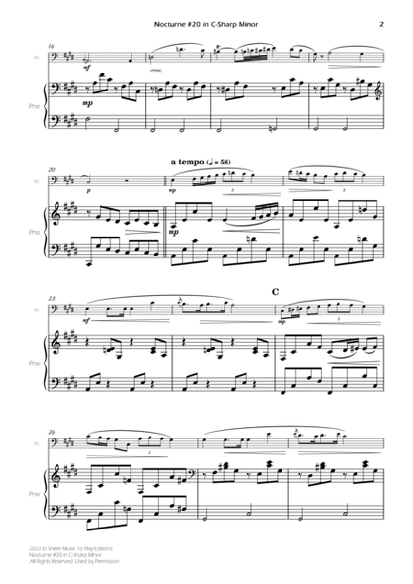 Nocturne No.20 in C-Sharp minor - Cello and Piano (Full Score) image number null