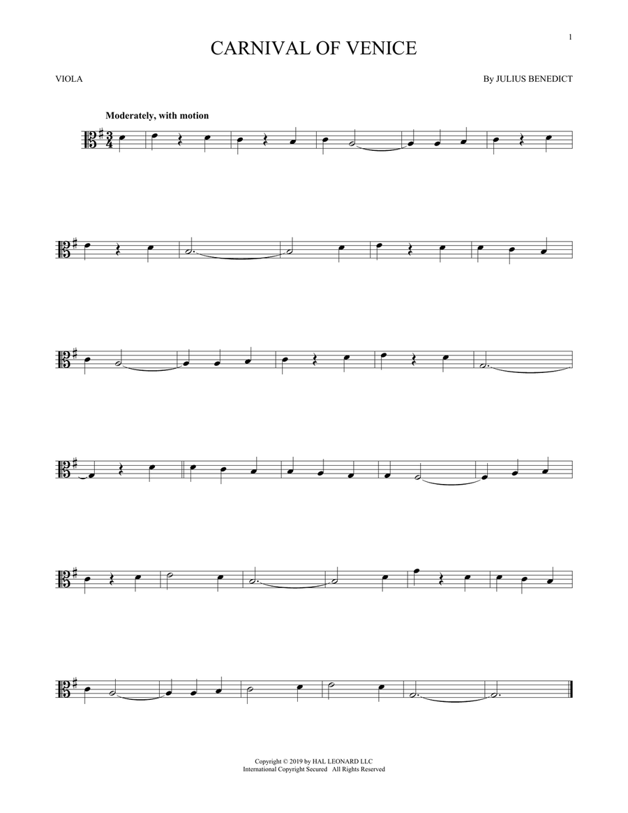 Carnival Of Venice Viola Solo scores gallery preview page 1